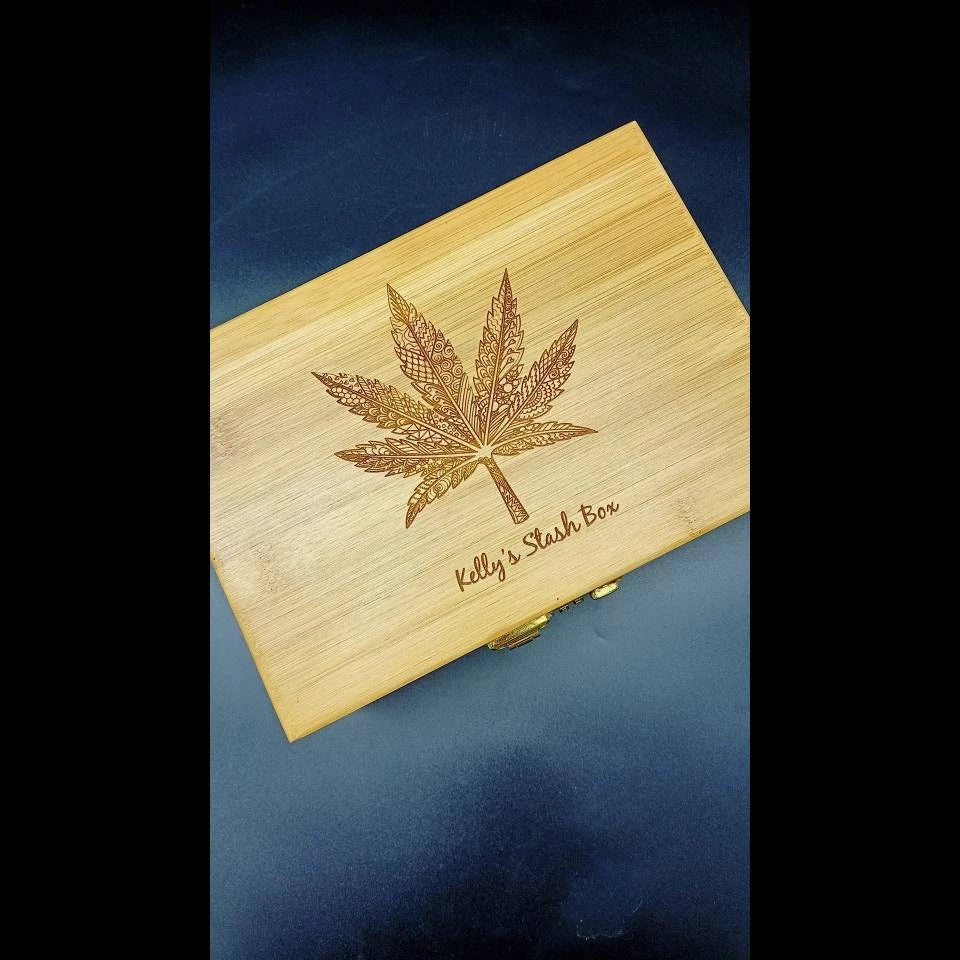 Bamboo Wood Herb Stash Box with Rolling Tray