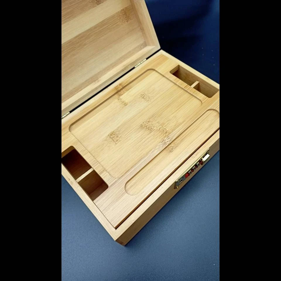 Bamboo Wood Herb Stash Box with Rolling Tray