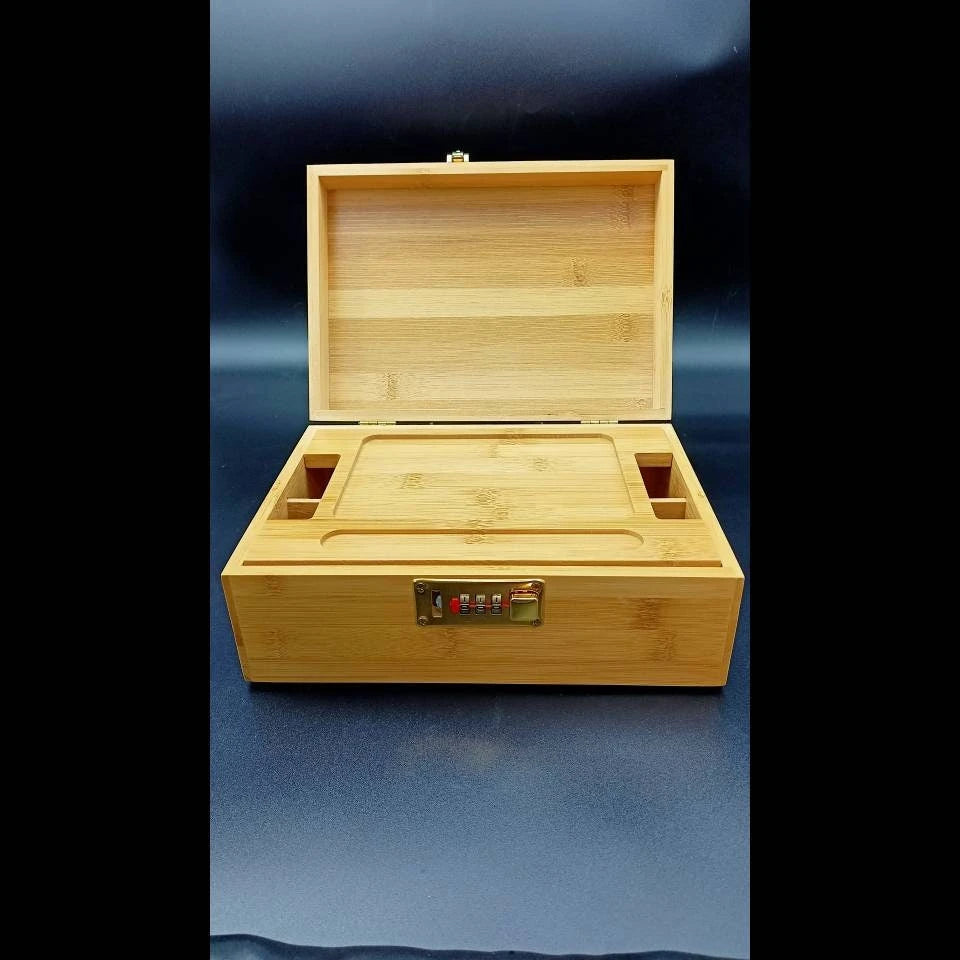 Bamboo Wood Herb Stash Box with Rolling Tray