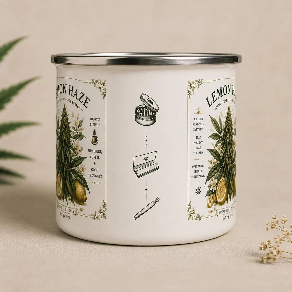 Botanical Cannabis Enamel Camping Mug