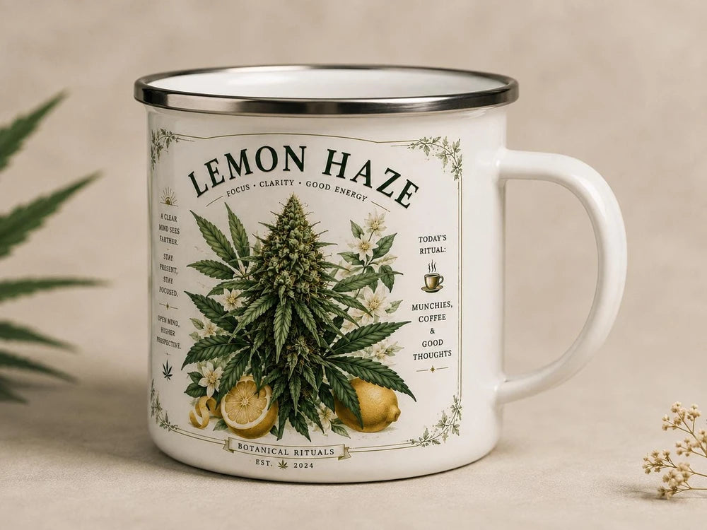 Botanical Cannabis Enamel Camping Mug