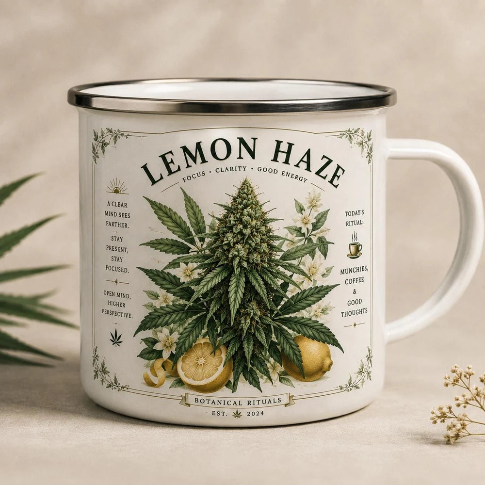 Botanical Cannabis Enamel Camping Mug