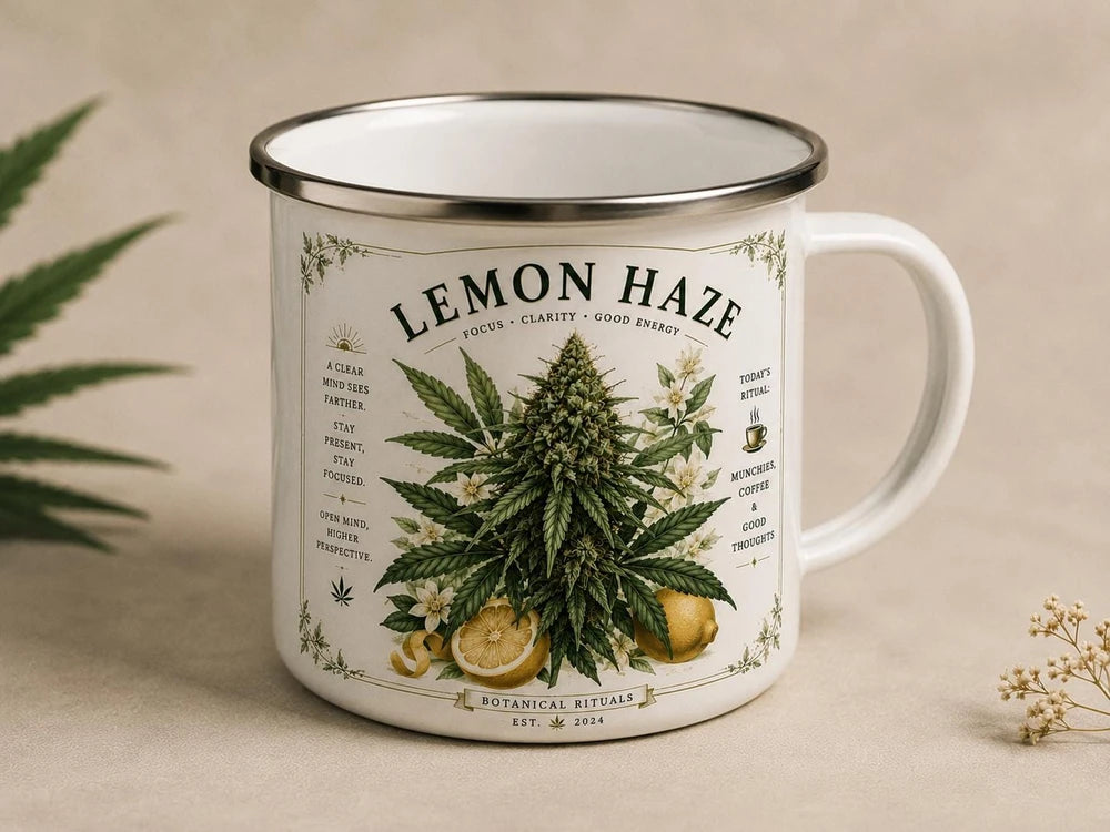 Botanical Cannabis Enamel Camping Mug