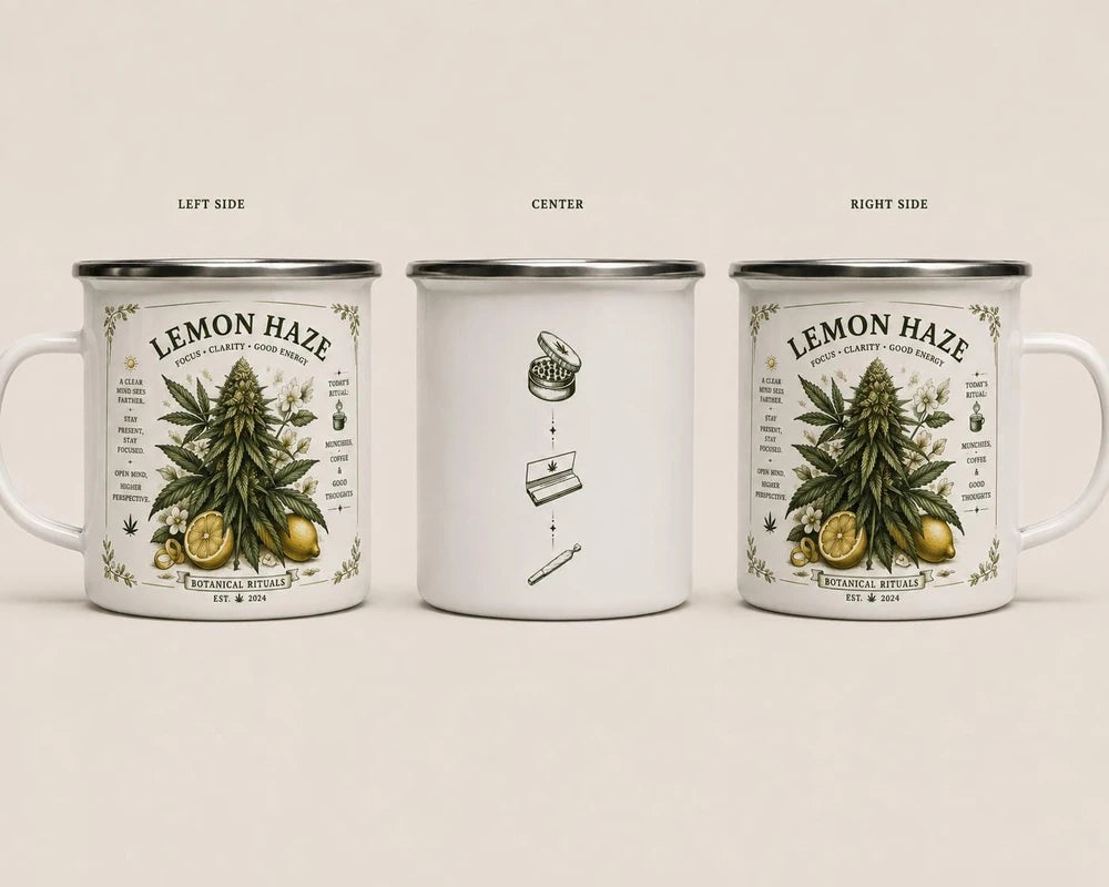 Botanical Cannabis Enamel Camping Mug