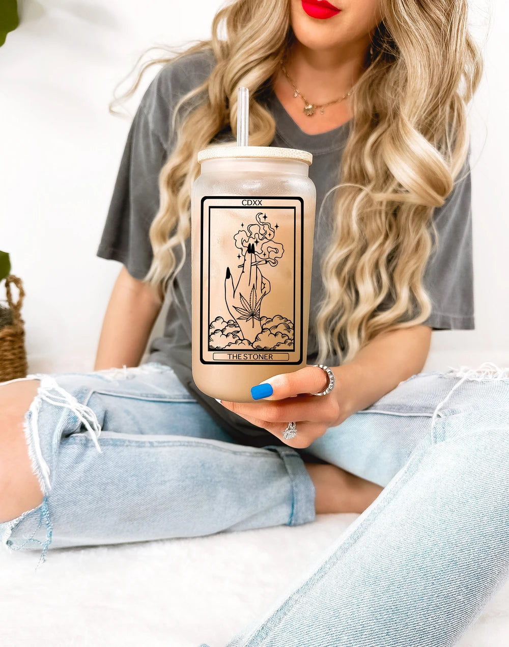 Stoner Tarot Card Glass Cup
