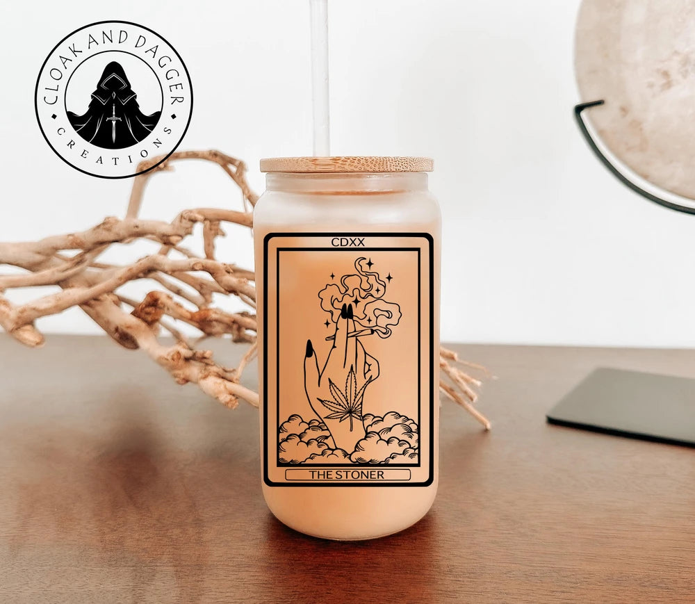 Stoner Tarot Card Glass Cup