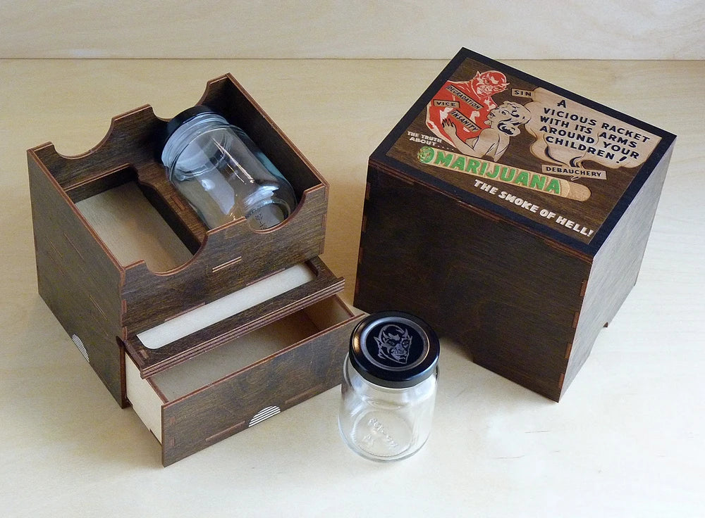 Wooden Herb Stash Box with Rolling Tray