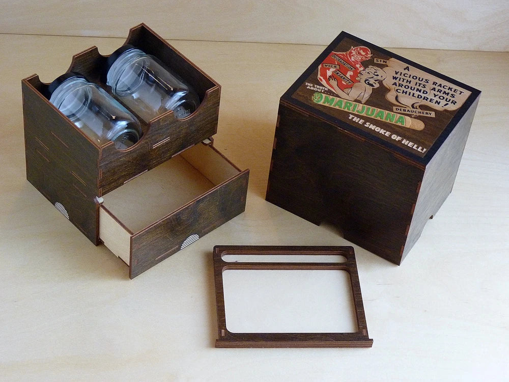 Wooden Herb Stash Box with Rolling Tray