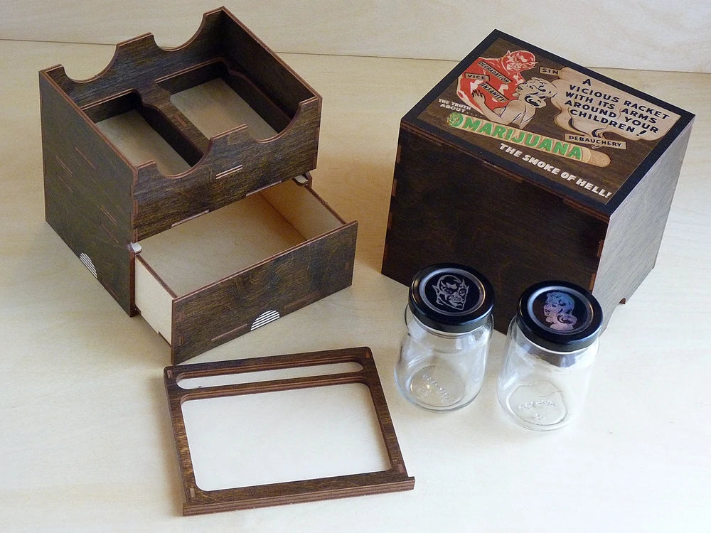 Wooden Herb Stash Box with Rolling Tray