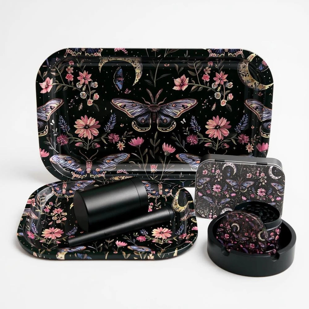 Moon and Moth Rolling Tray Set