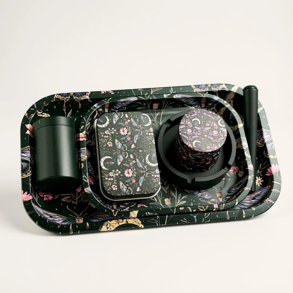 Moon and Moth Rolling Tray Set