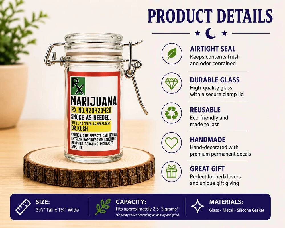 Airtight Glass Herb Stash Jar