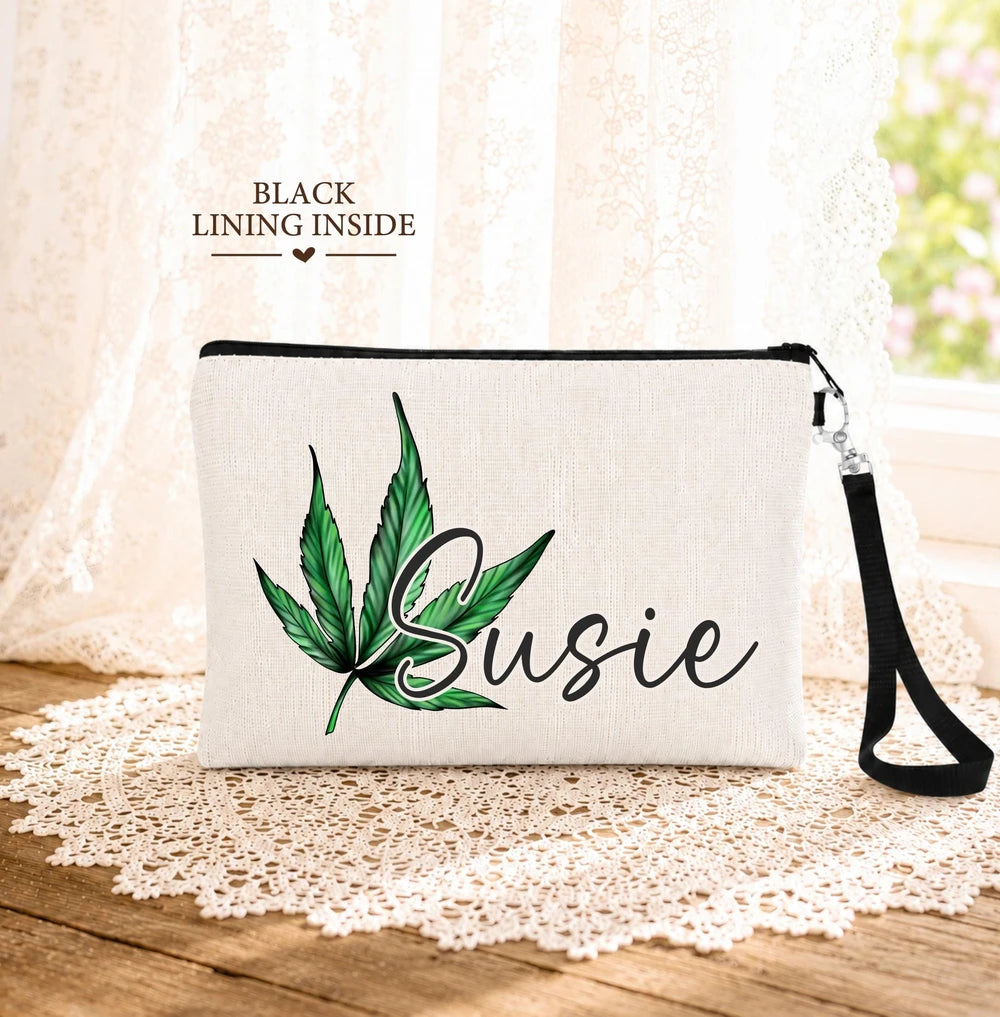 Cannabis Leaf Cosmetic Pouch
