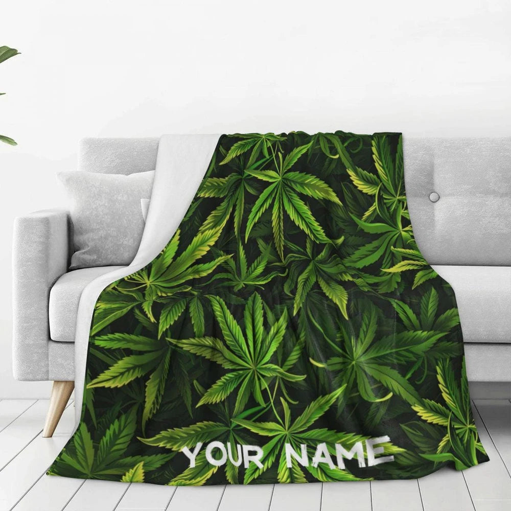 Cannabis Print Fleece Throw Blanket