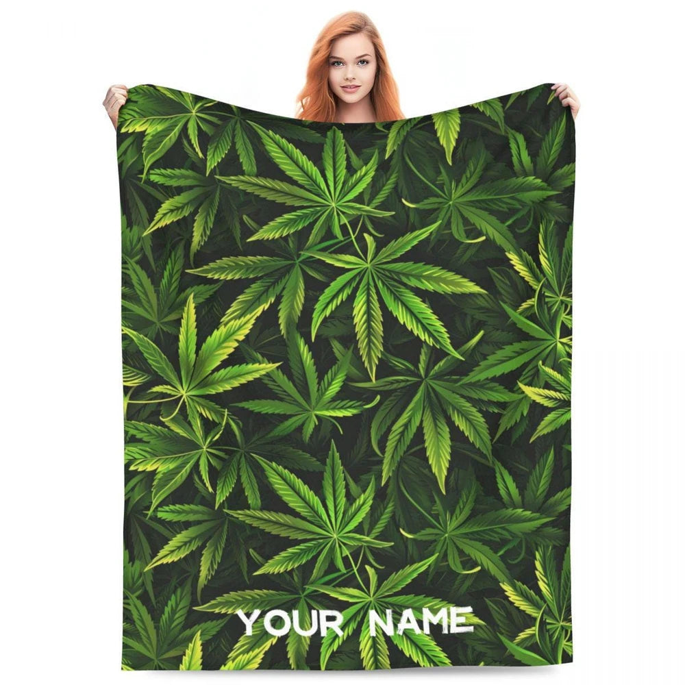 Cannabis Print Fleece Throw Blanket