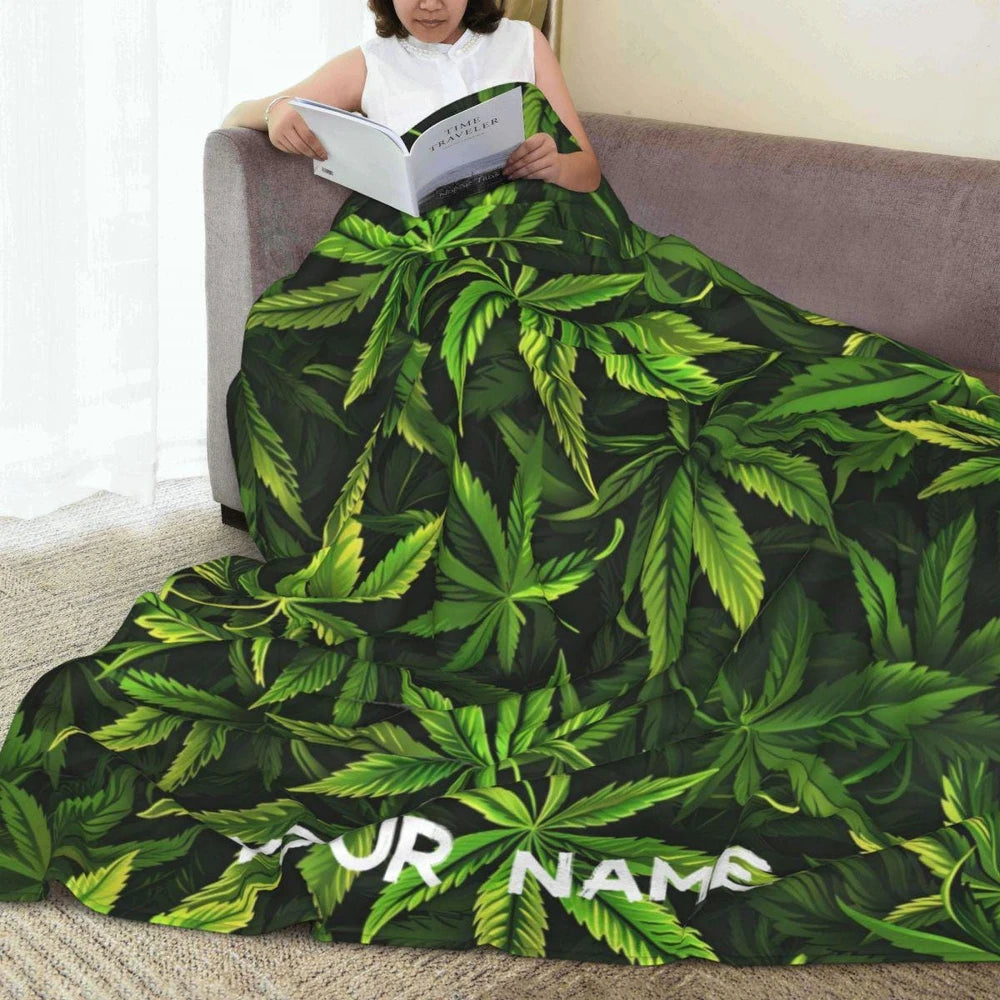 Cannabis Print Fleece Throw Blanket