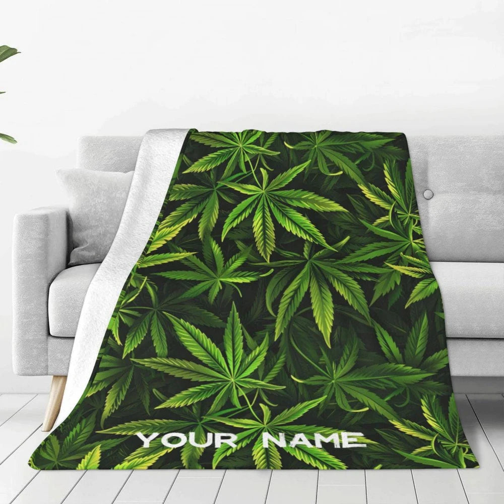 Cannabis Print Fleece Throw Blanket
