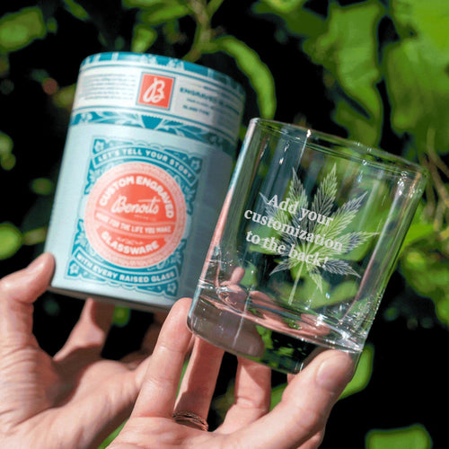 Cannabis Leaf Etched Glassware