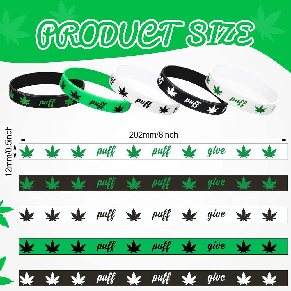 Tigeen Silicone Weed Leaf Wristbands