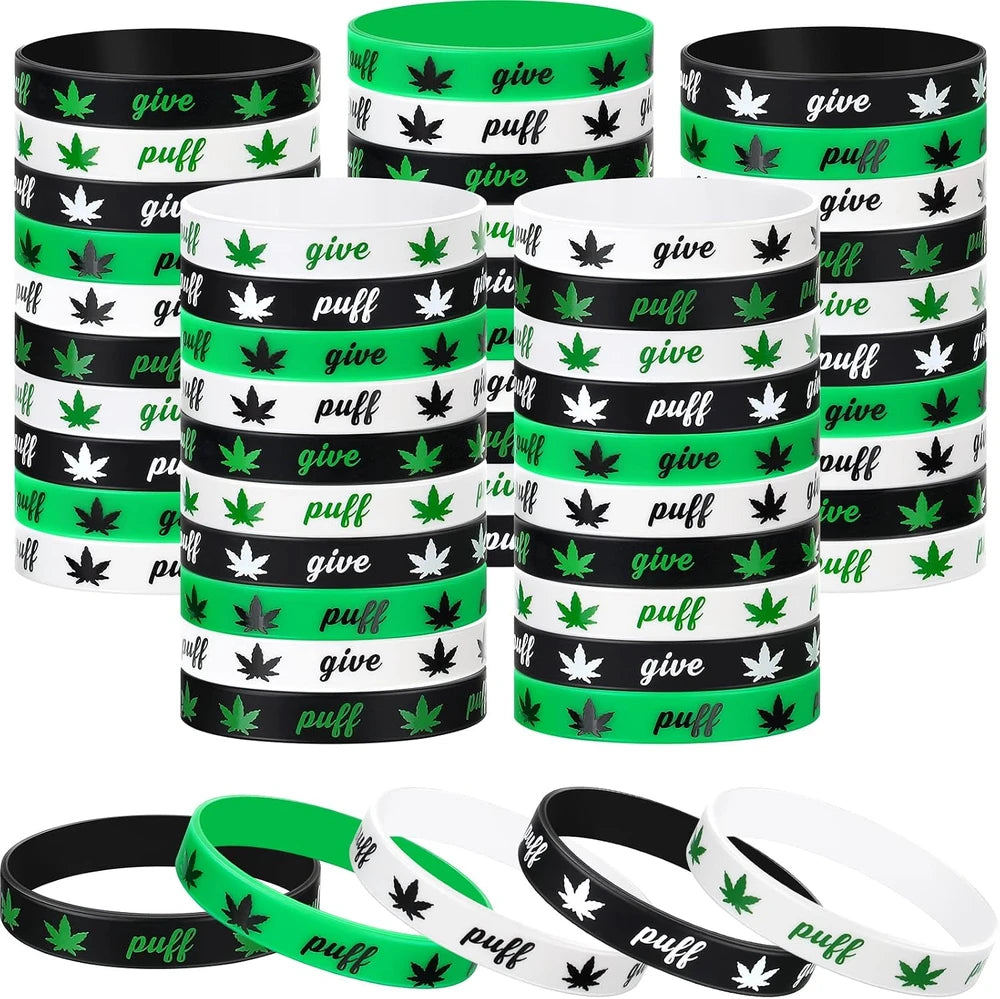 Tigeen Silicone Weed Leaf Wristbands