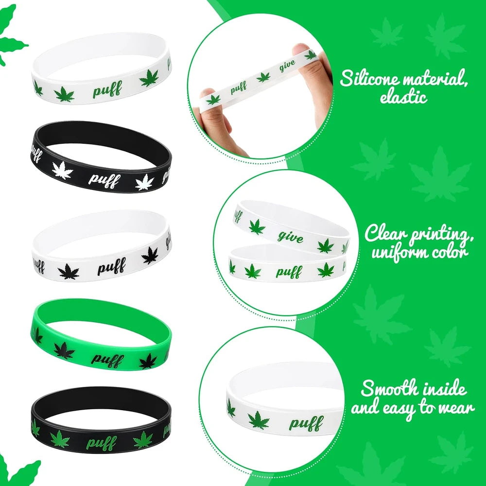 Tigeen Silicone Weed Leaf Wristbands