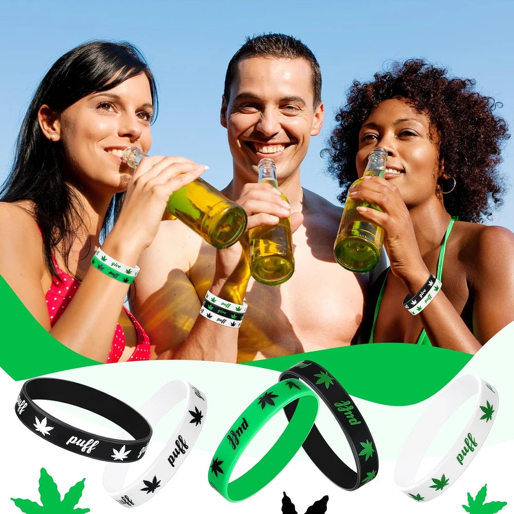 Tigeen Silicone Weed Leaf Wristbands