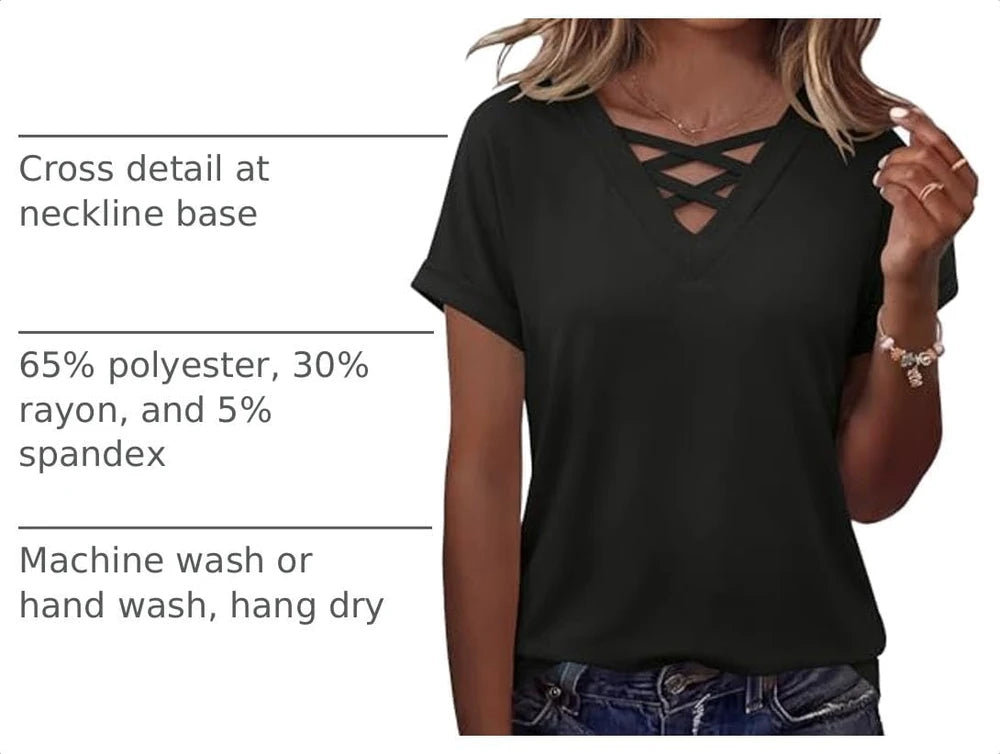 Rapbin V Neck Criss Cross Tee
