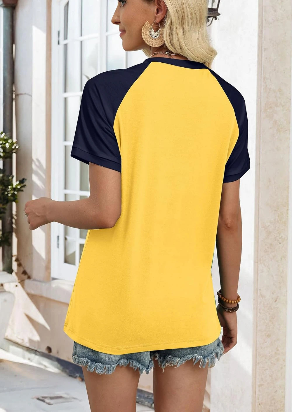 Wiholl Color Block Raglan Vacation Top