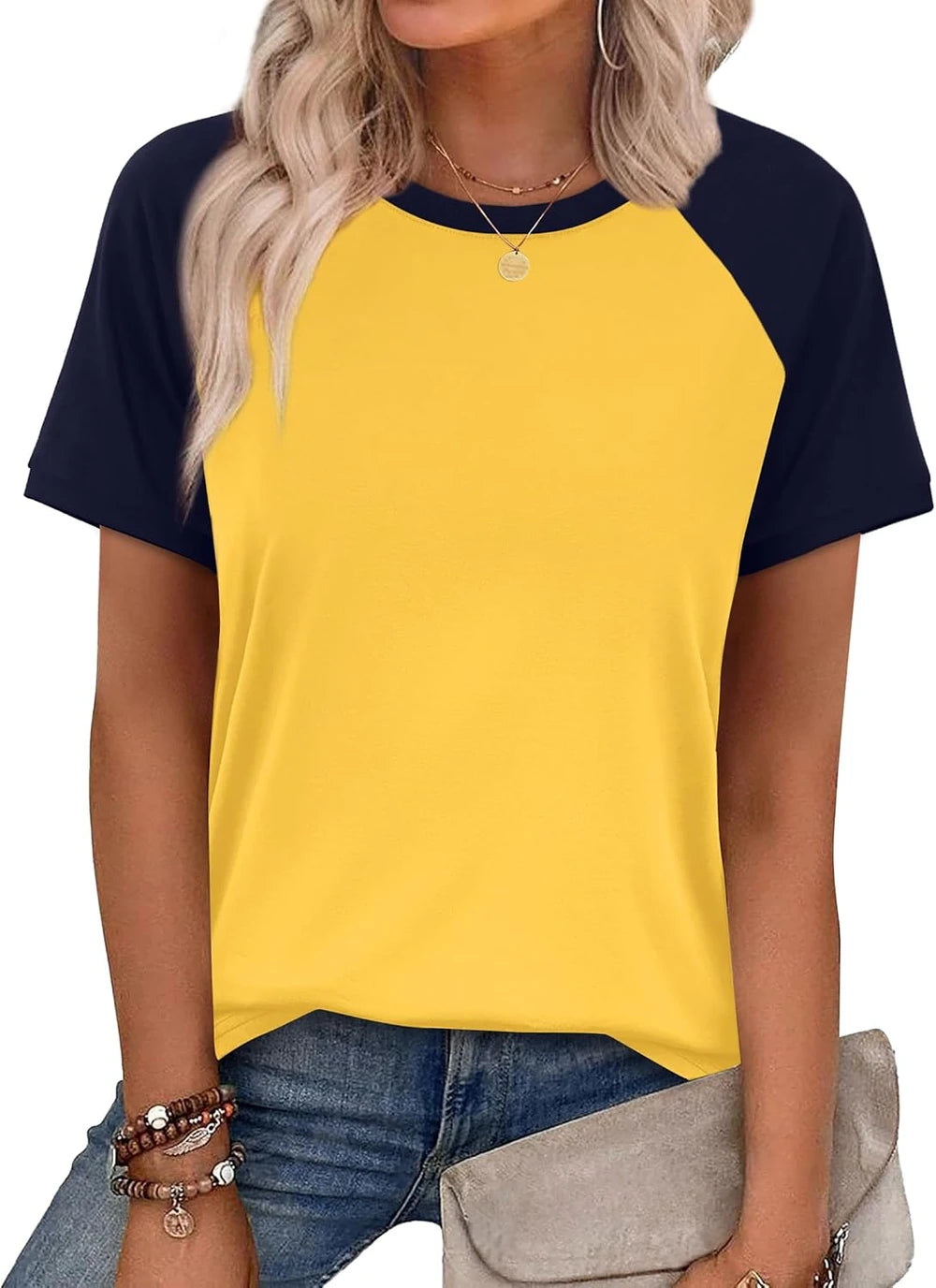 Wiholl Color Block Raglan Vacation Top