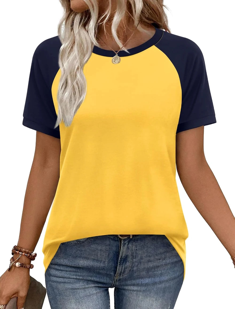 Wiholl Color Block Raglan Vacation Top