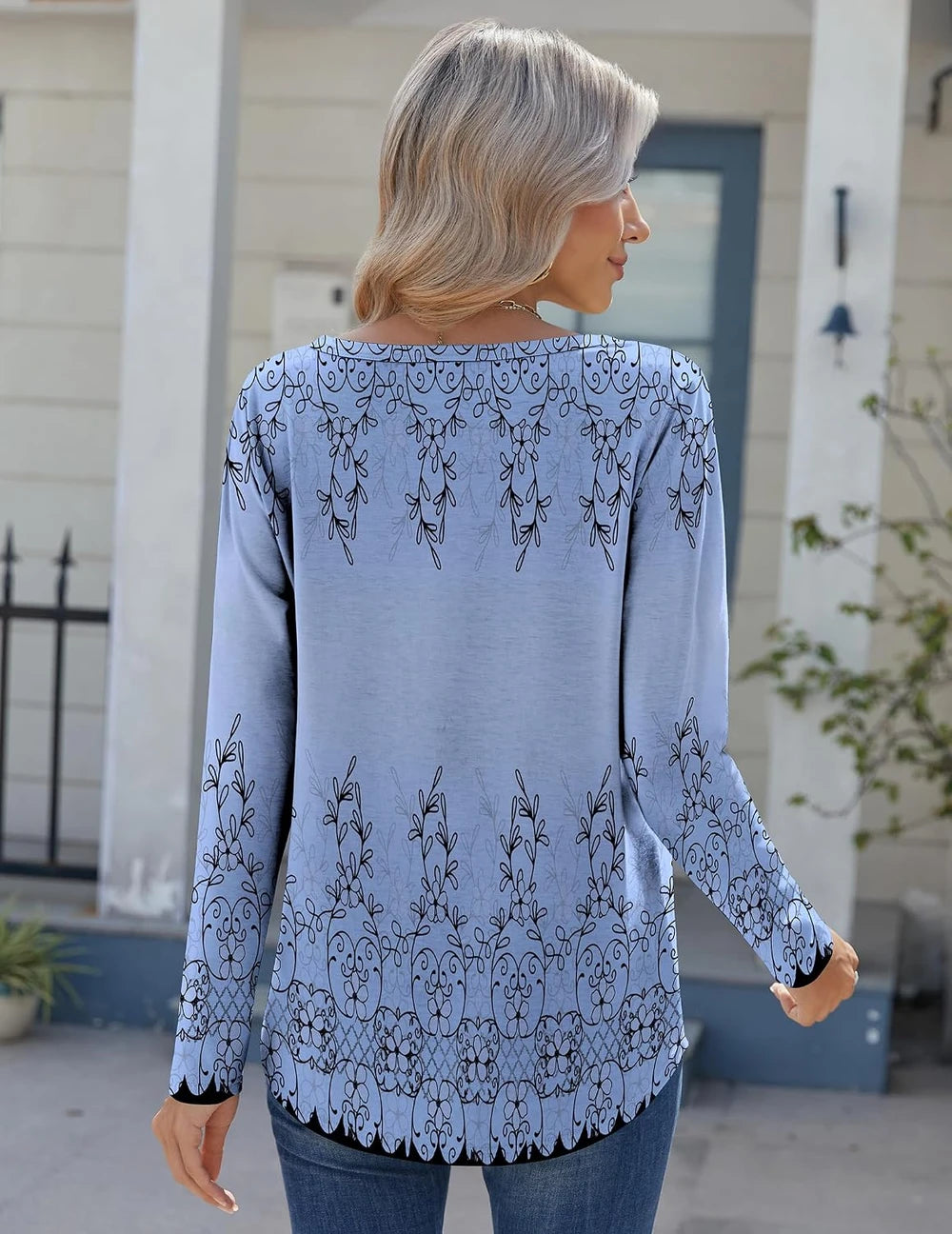 Zeagoo V-Neck Pleated Tunic Blouse