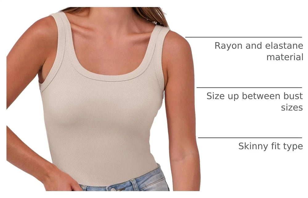 Anrabess Square Neck Ribbed Tank Top