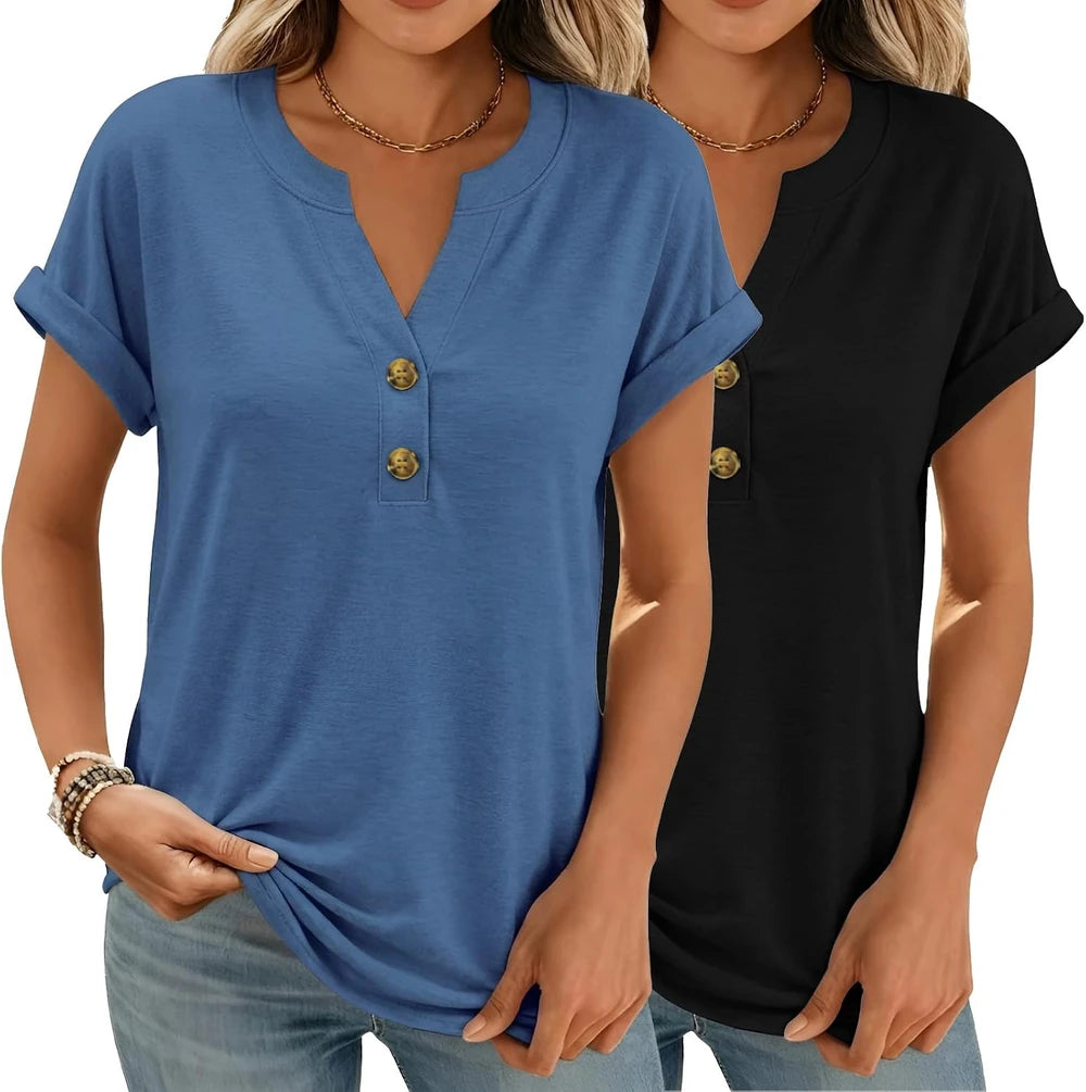 Casual V Neck Henley T Shirt