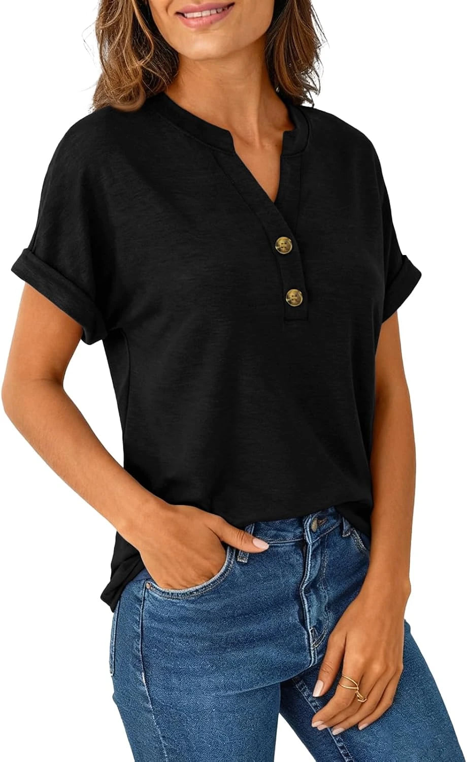Casual V Neck Henley T Shirt