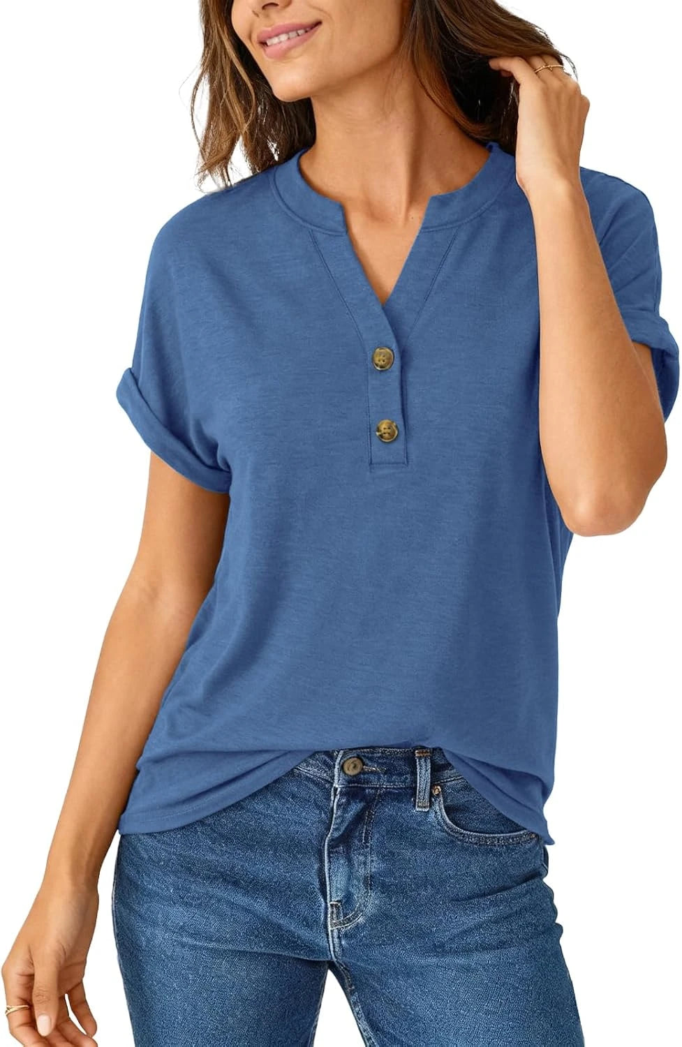 Casual V Neck Henley T Shirt