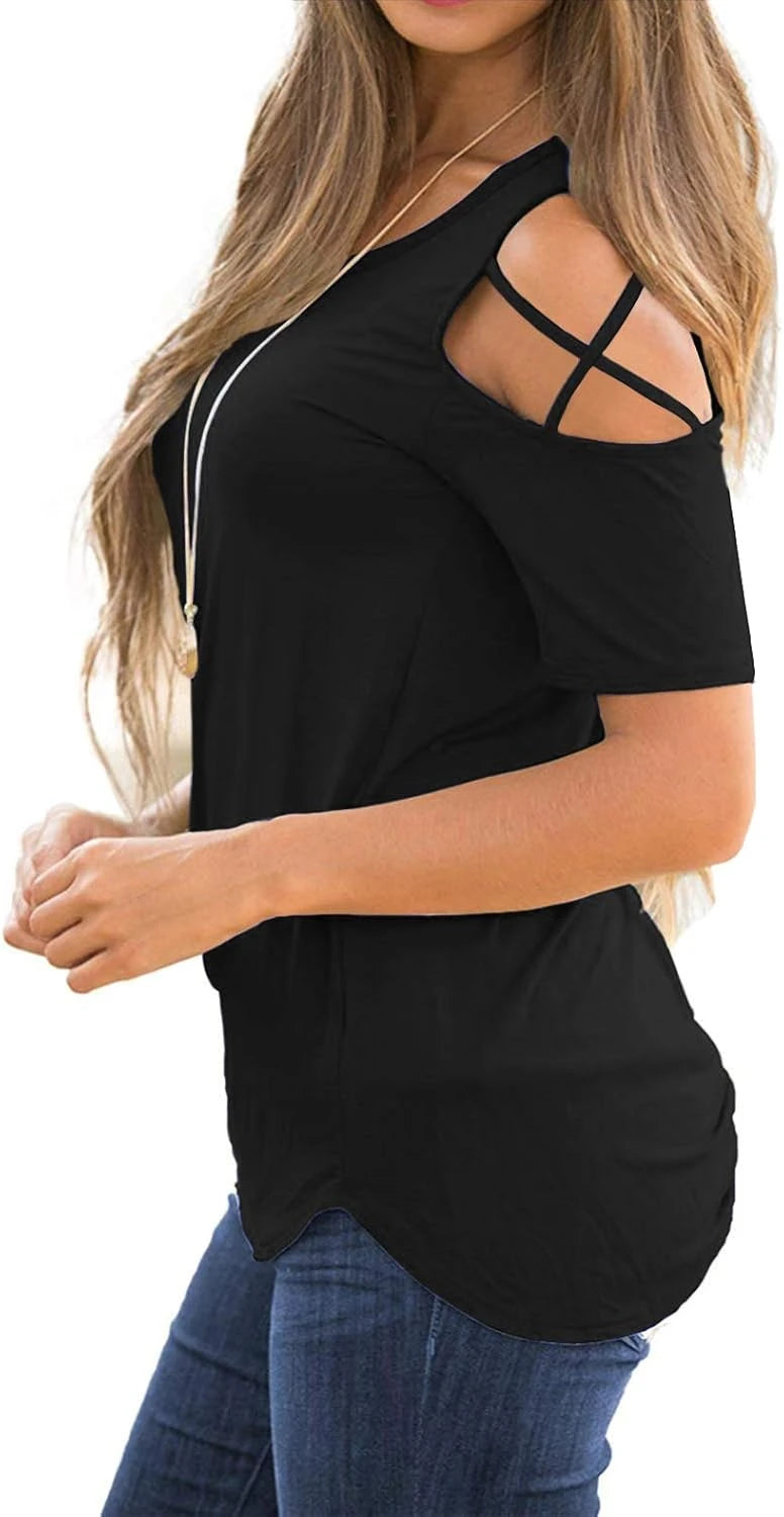 Cold Shoulder Short Sleeve Tunic