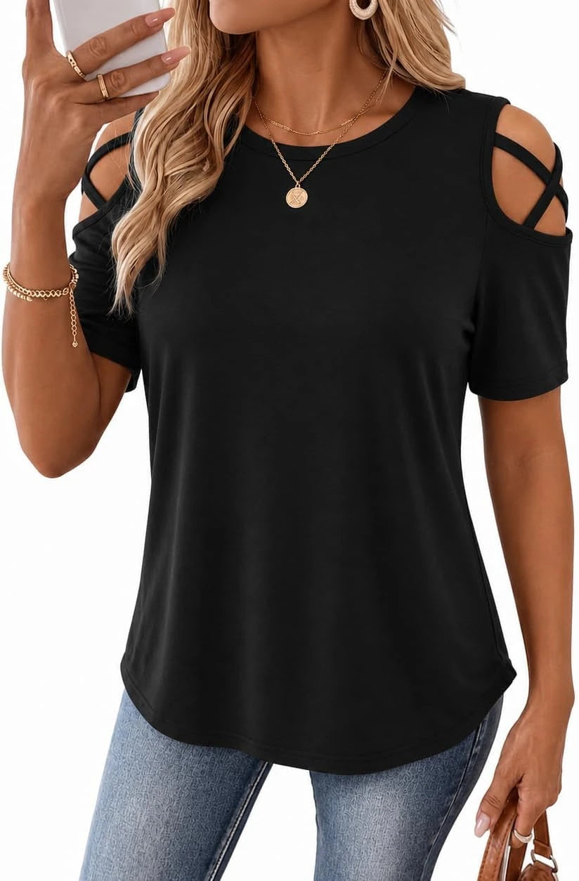 Cold Shoulder Short Sleeve Tunic