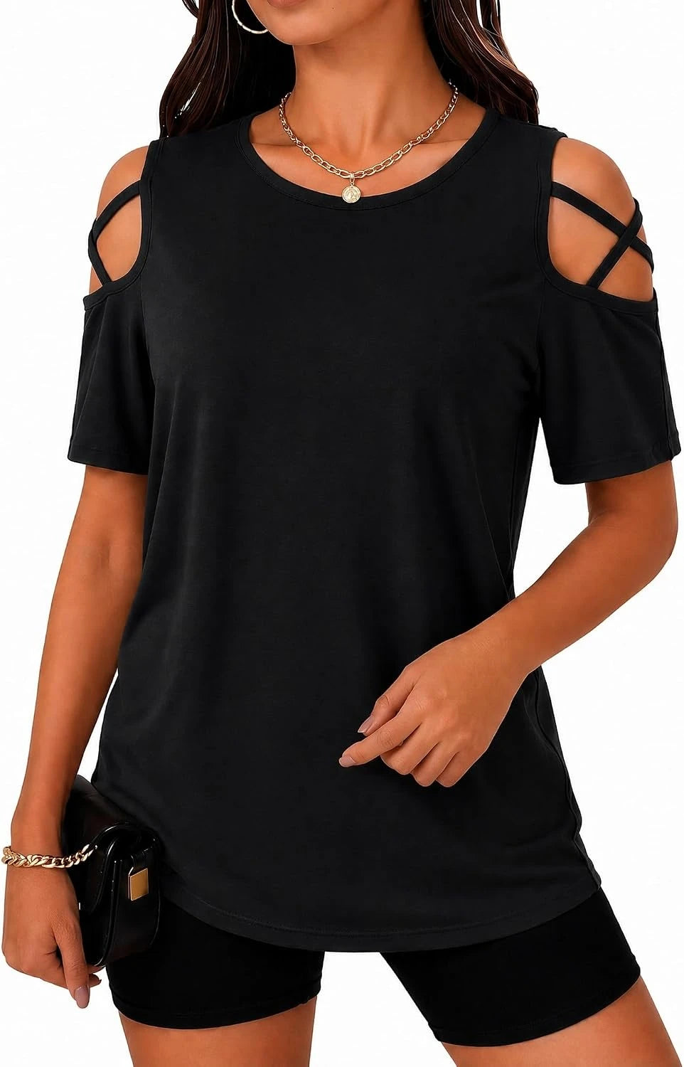 Cold Shoulder Short Sleeve Tunic