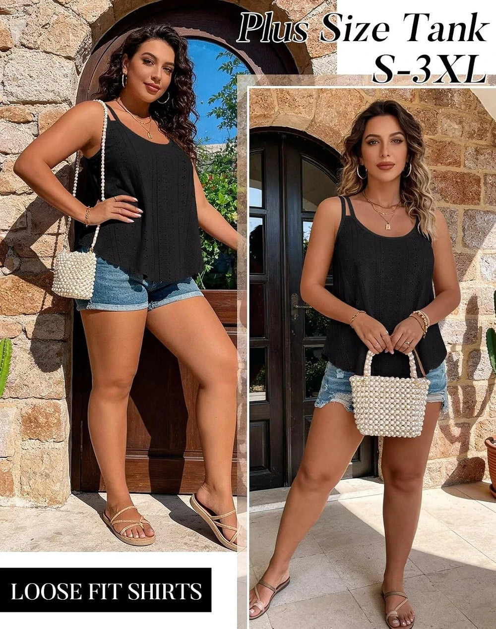 Textured Eyelet Spaghetti Strap Tank Top