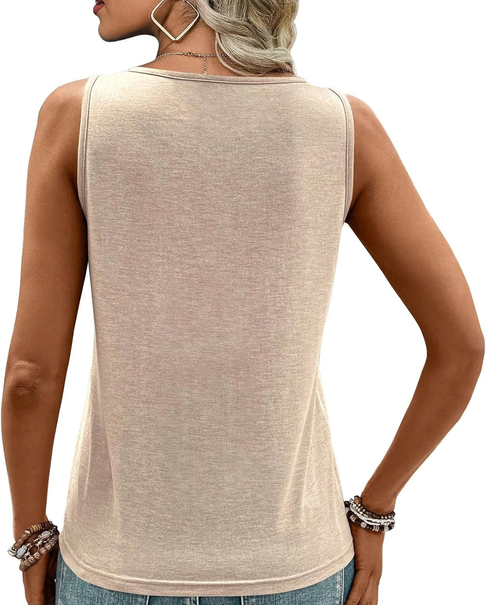 Keyhole Neck Sleeveless Tank Top