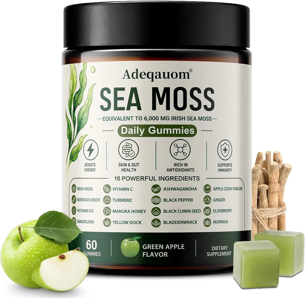 Sea Moss Gummies with Ashwagandha and Black Seed Oil for Daily Energy