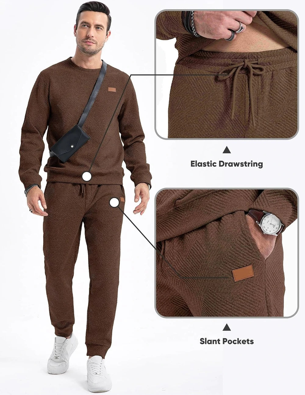 JMIERR Men's Knit Jacquard Tracksuit